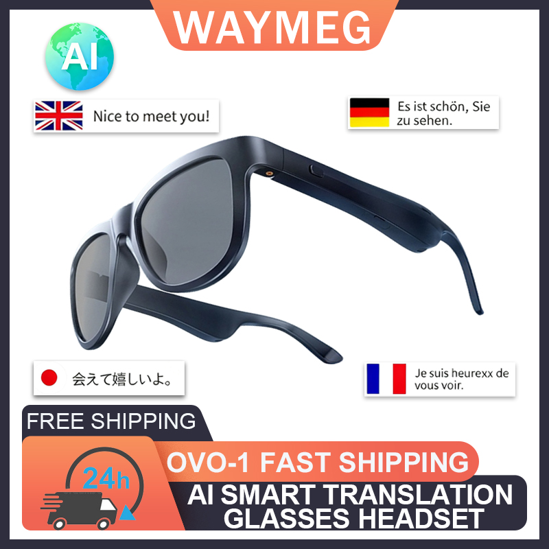 Bluetooth Headset On Ear - New OVO-1 AI Intelligent Translation Glasses