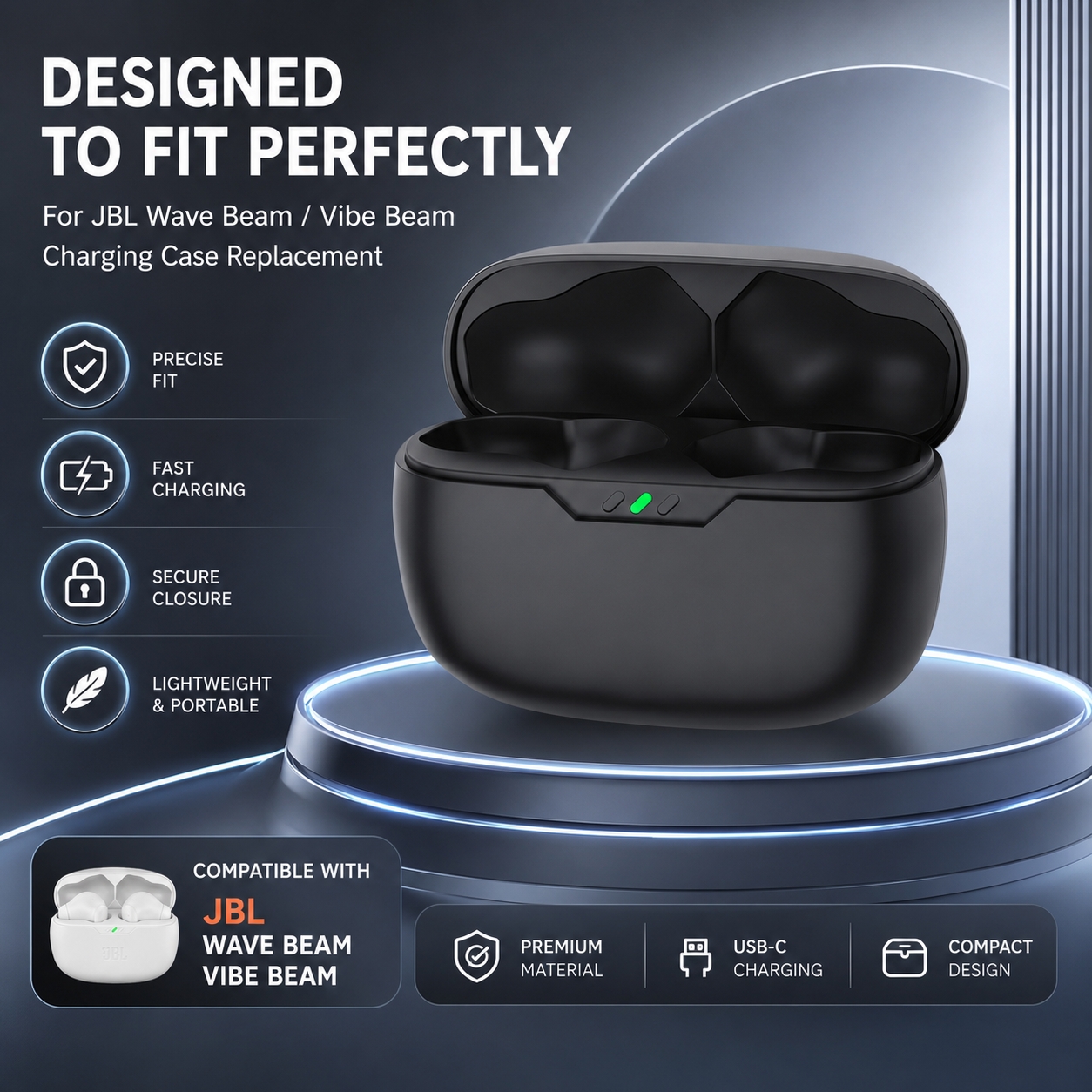 Earbuds Charging Case - For JBL Wave Beam Vibe Beam