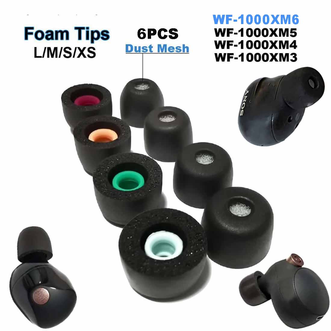 6PCS  Memory Foam Ear Tips Cus - Earphone Foam Tip recensione e prezzo